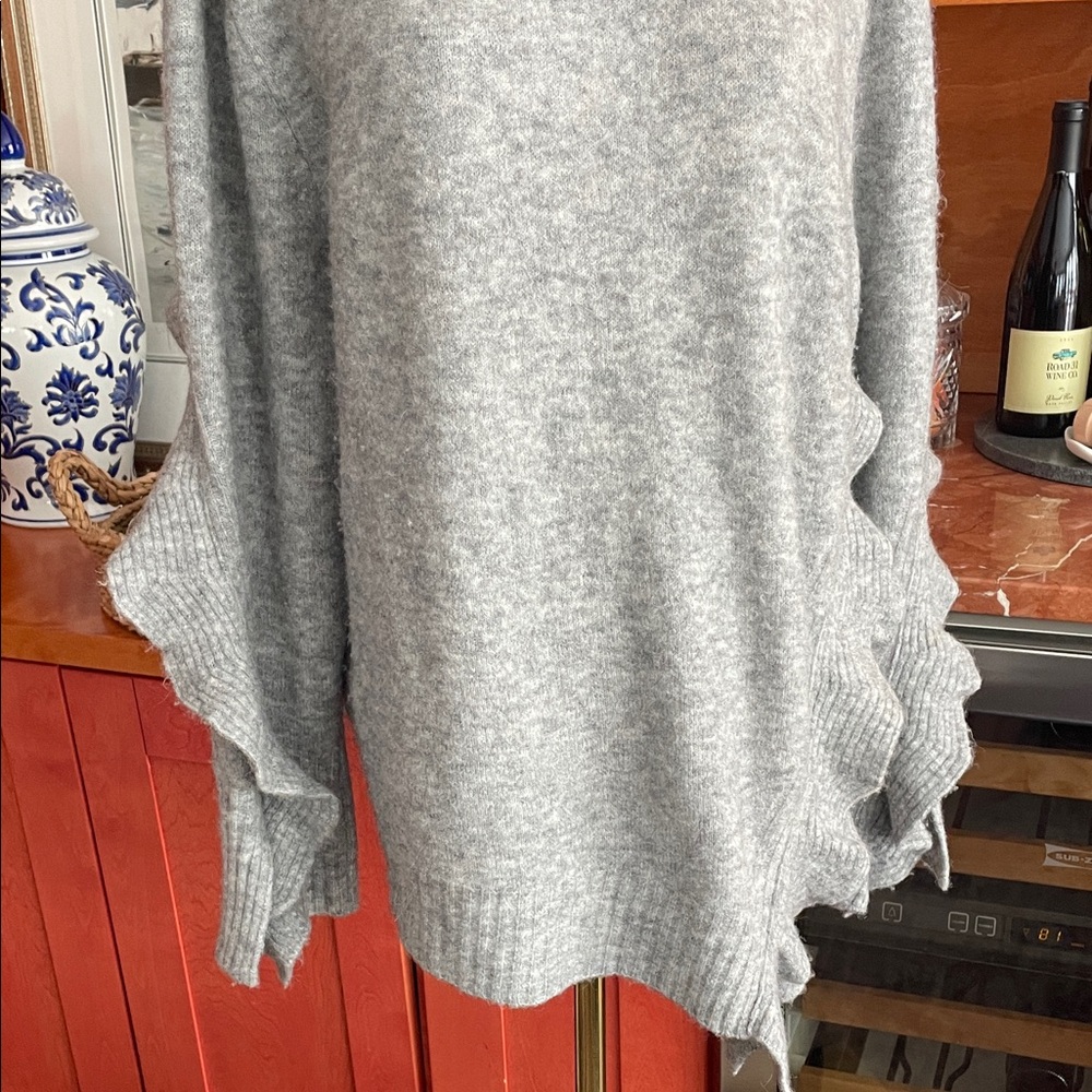 Phillip Lim 3.1 Cozy Light Gray Turtleneck Ruffle Sweater Large - Picture 4 of 13